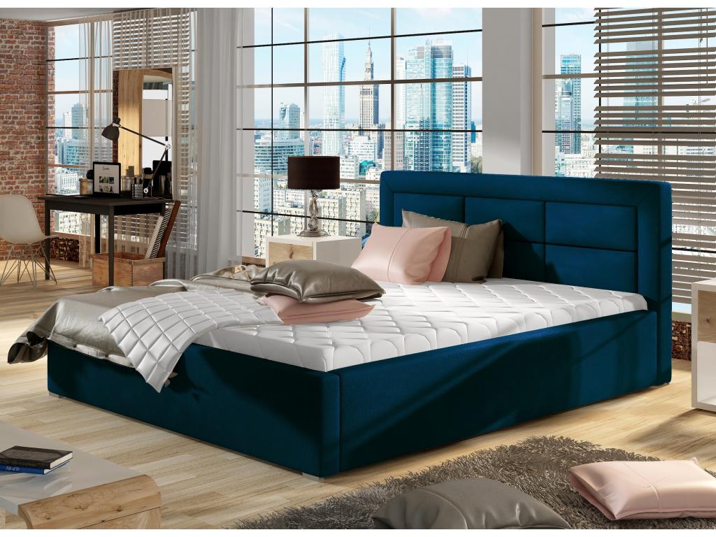 Boisona modern tufted velvet bed - Midnight Blue - 200x200 - Storage version IZII53225