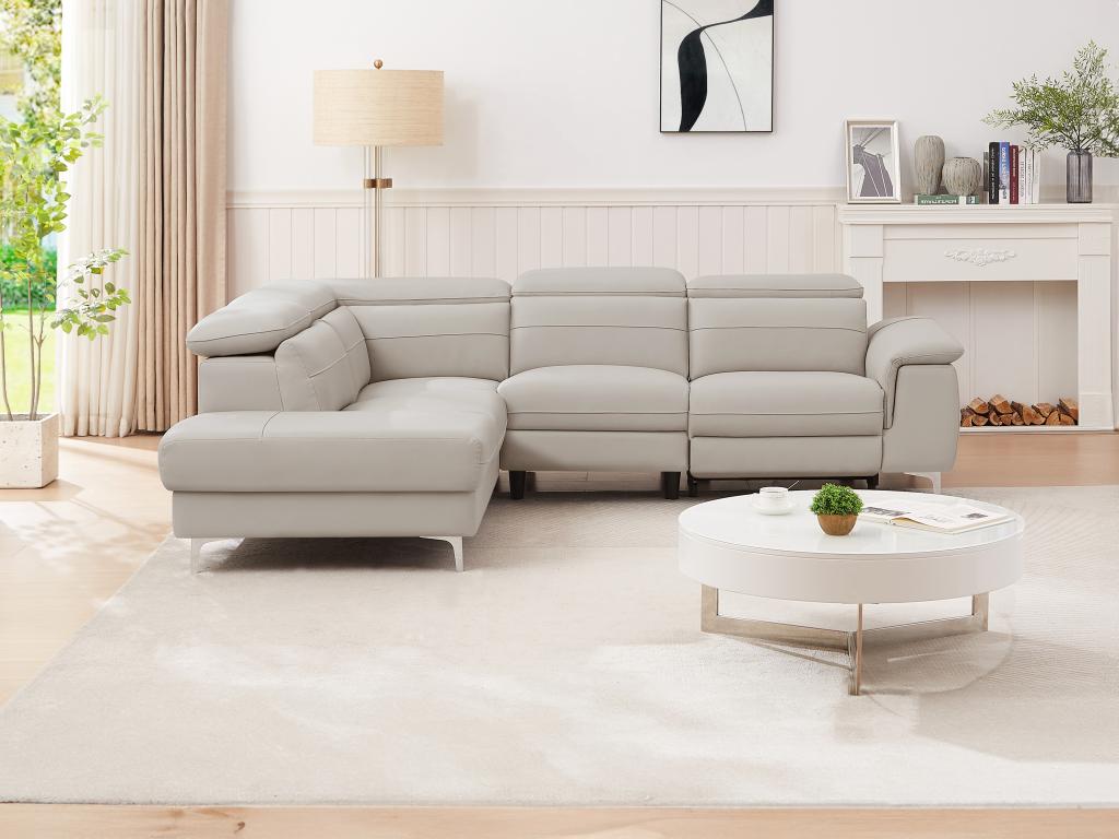 Boisona left-hand electric corner sofa in light grey leather Boisona URZK09857