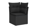 6-piece garden furniture set with cushions, black woven resin VMSB89405