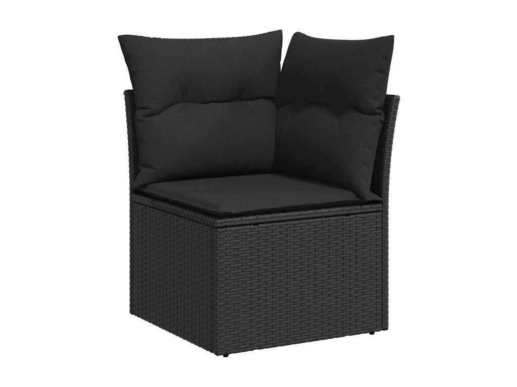 6-piece garden furniture set with cushions, black woven resin VMSB89405