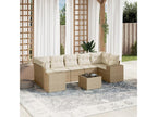 Garden furniture set with cushions, 8 pieces, beige woven resin, RAPE51995