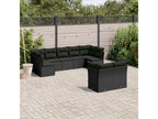 9-piece garden furniture set with cushions, black woven resin YFVQ69731