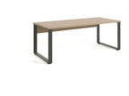 Professional straight desk, 150cm, golden oak and black finish, Boisona collection. EGJG67492