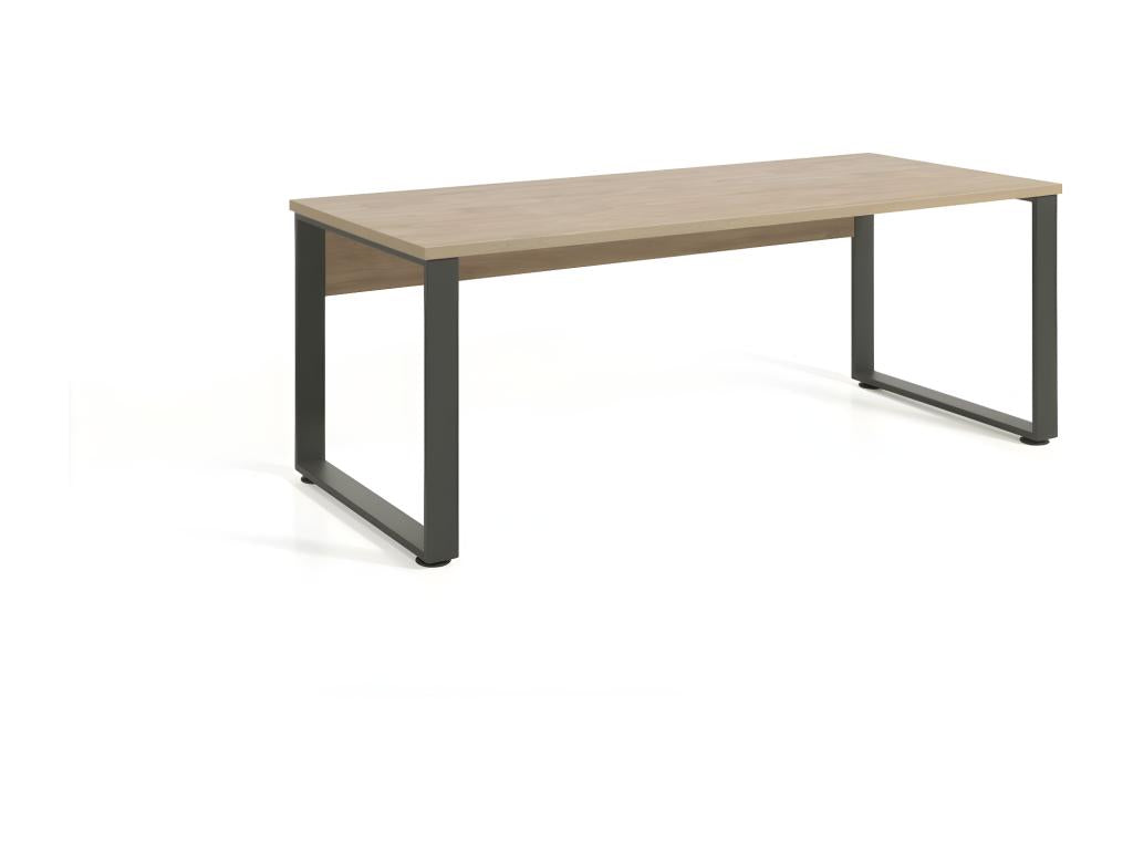Professional straight desk, 150cm, golden oak and black finish, Boisona collection. EGJG67492