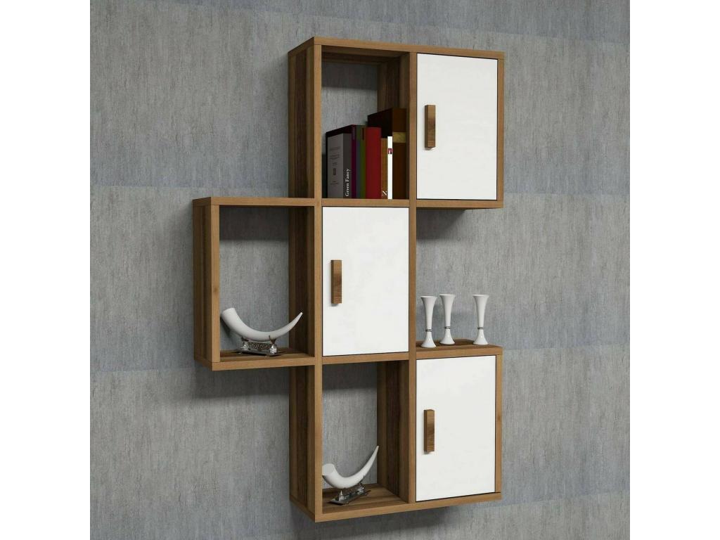 Boisona Wall Shelf, Multi-purpose Wall-Mounted Shelving Unit, 50x20h113 cm, Walnut and White, ZNWP89820