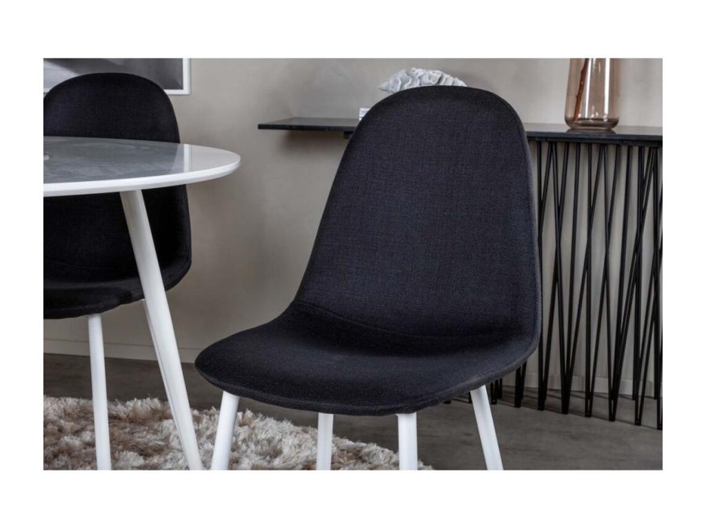Boisona fabric chair with steel legs, set of 2, black and white, FOLJ27521