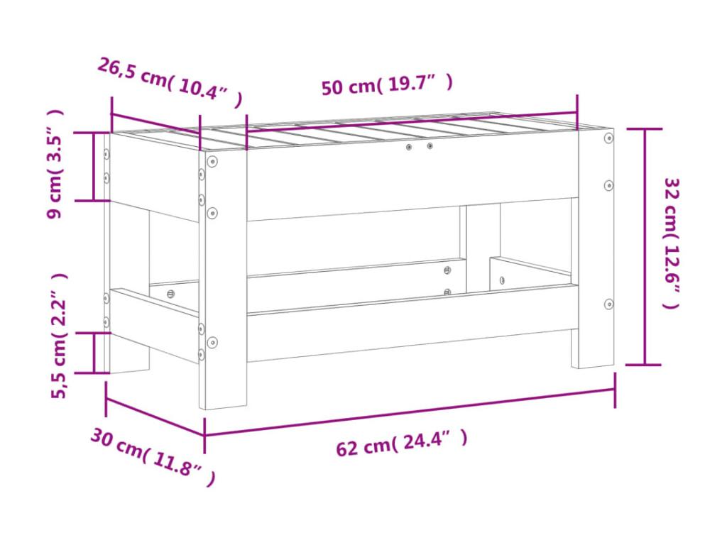 Garden footrest 62x30x32 solid pine wood BWYV46931