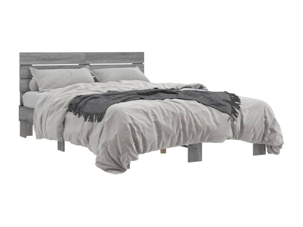 Boisona grey bed frame 120x190 engineered wood and metal ZZRD00533