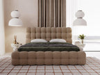 Upholstered bed with storage - 120x200 - double bed - looped - brown - Boisona QSOR82276