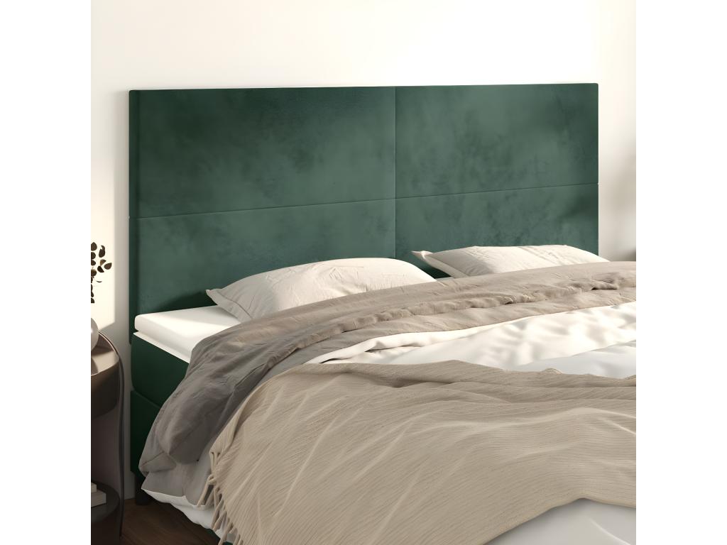 4-piece headboard set, dark green, 90x5x78/88 cm, velvet, BBRJ92192