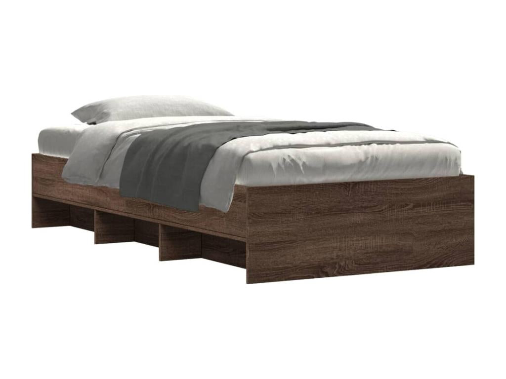 Bed frame without mattress, brown oak, 90x190cm, engineered wood, EVLK83409