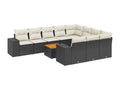 11-piece garden furniture set with cushions, black woven resin IOKX05495