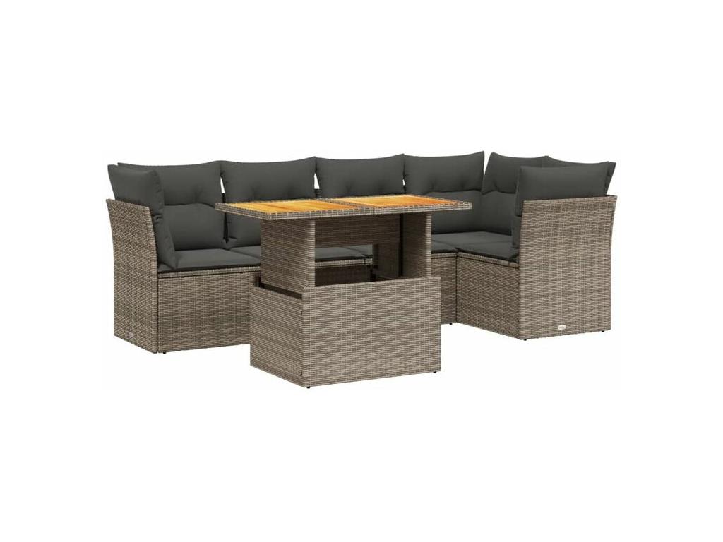 5-piece garden furniture set with grey resin wicker cushions YCHC58999