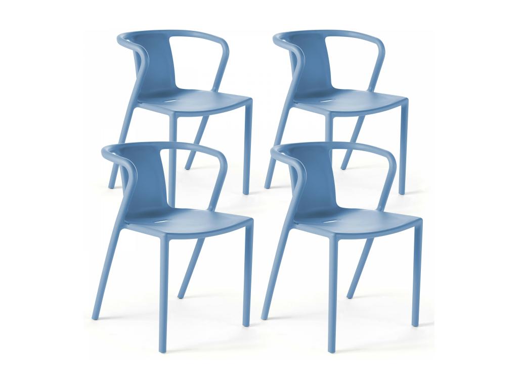 Set of 4 blue plastic chairs UJMH27501