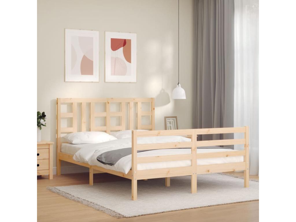 Bed frame with headboard 160x200 cm solid wood JROE94049