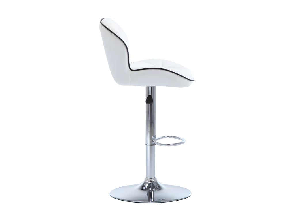 Set of 2 bar stools in faux leather and chrome-plated steel - Adjustable height - White - Boisona CMQB74667