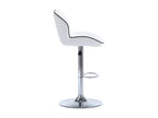 Set of 2 bar stools in faux leather and chrome-plated steel - Adjustable height - White - Boisona CMQB74667