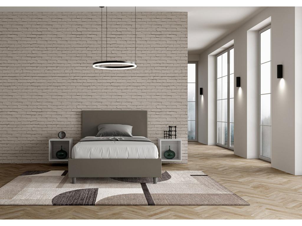 Single bed with upholstered slatted base 120x190 cm cappuccino faux leather Boisona RICB46287