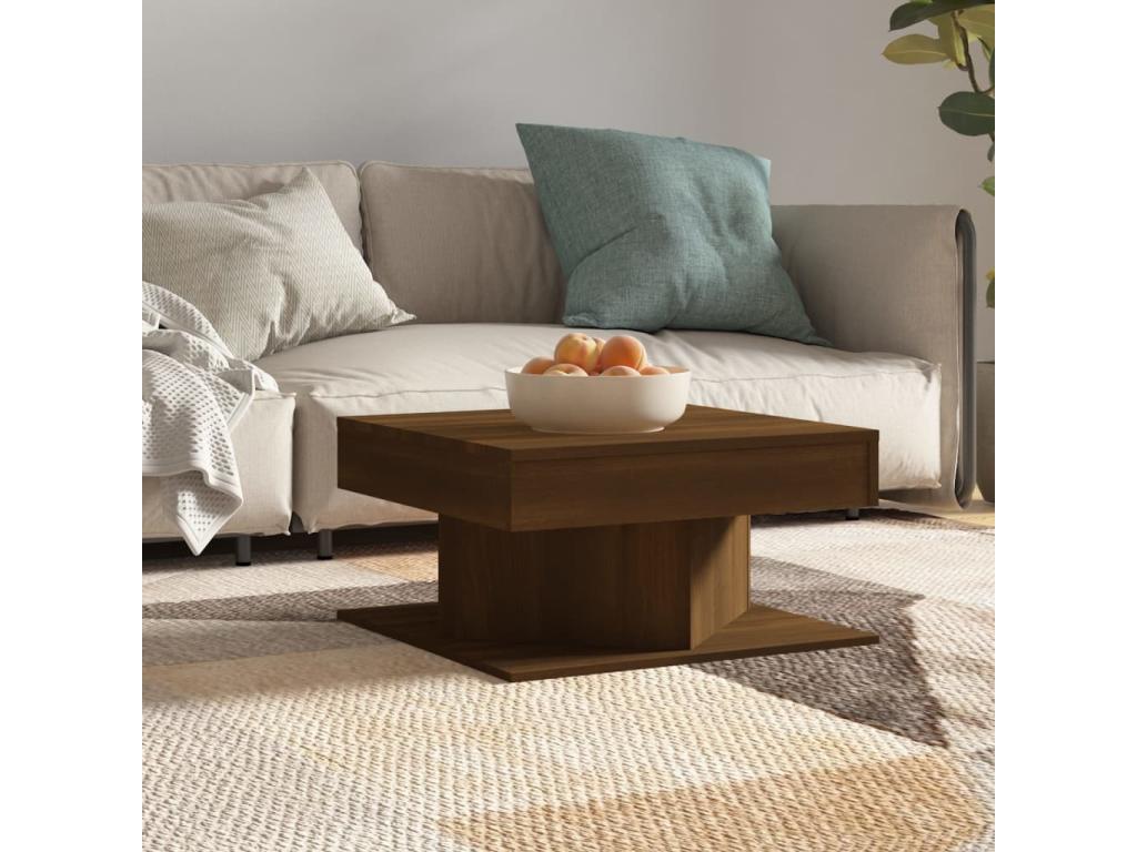 Coffee table, brown oak, 57x57x30 cm, engineered wood, PGFO92980