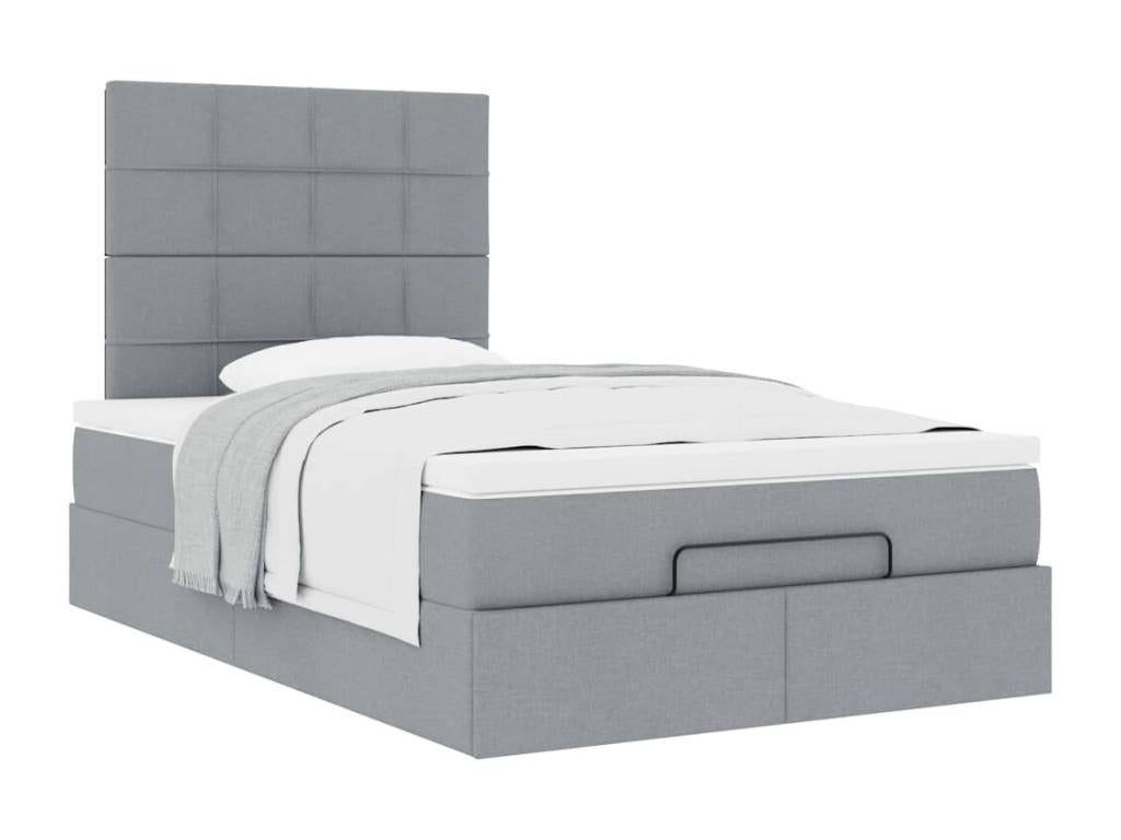 Boisona bed frame and light grey mattress 120x200 cm fabric CGAG25681