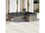 10-piece garden furniture set with cushions, grey woven resin FRAS23331