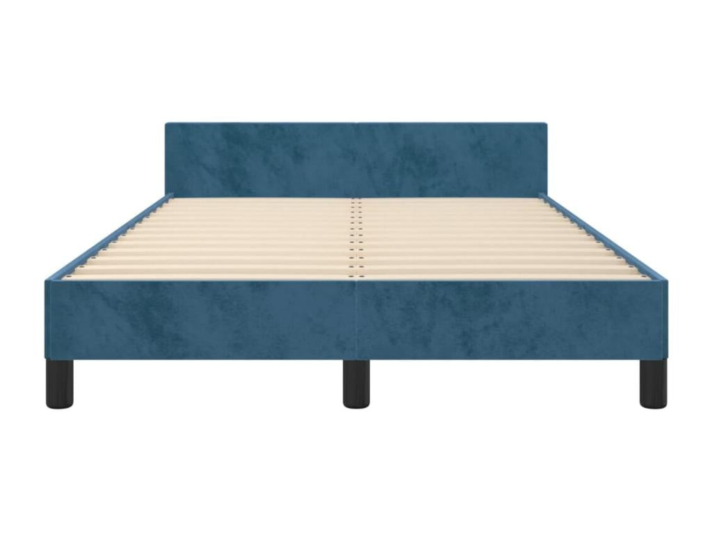Bed frame with headboard, dark blue, 120x200 cm, velvet, MRAQ97950