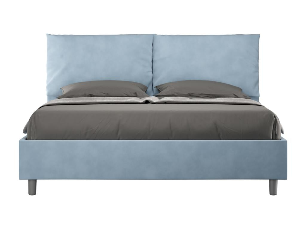 Boisona HNJP79647 160x190cm Upholstered Double Storage Bed in Light Blue Microfiber