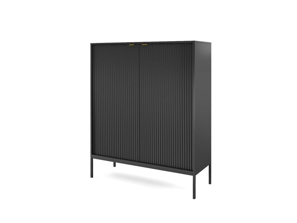 Boisona K104 Chest of Drawers, Sideboard with 2 Doors, Matte Black WJPJ45743