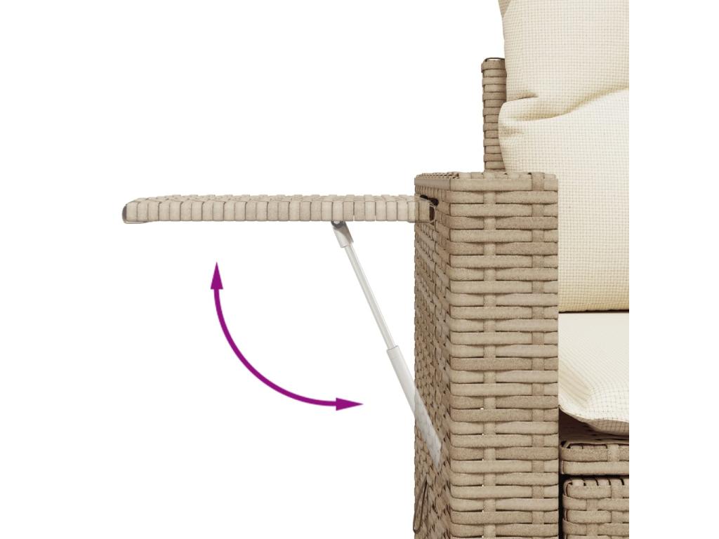 10-piece garden furniture set with cushions, beige woven resin JRWN38610