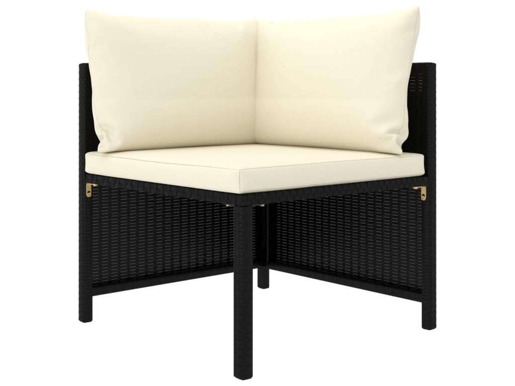 7-piece garden furniture set with cushions, black wicker resin, 36 SQLY55753