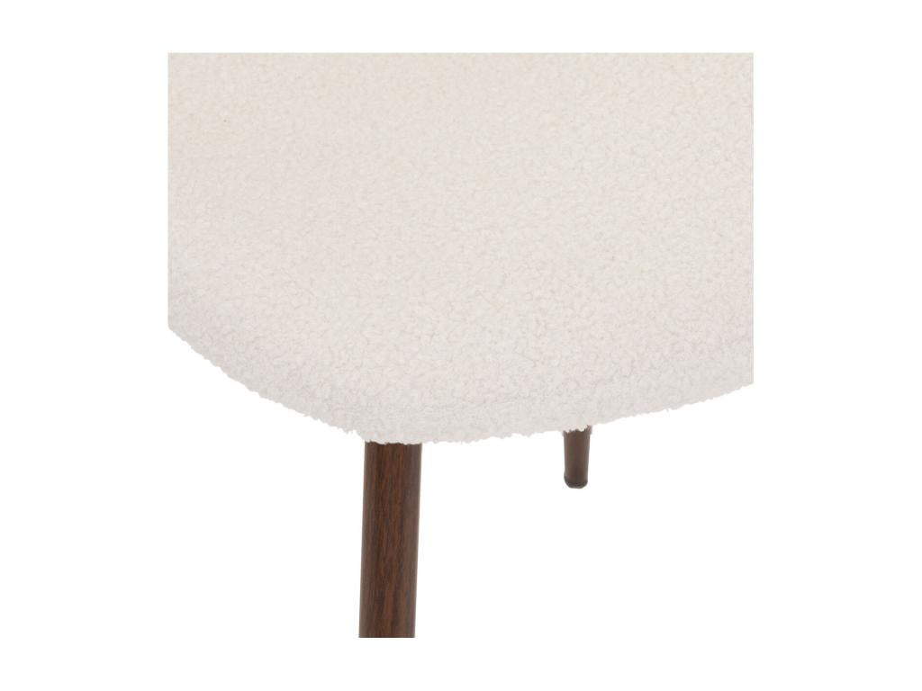 White bouclé fabric dining chair with metal legs KVTA31333
