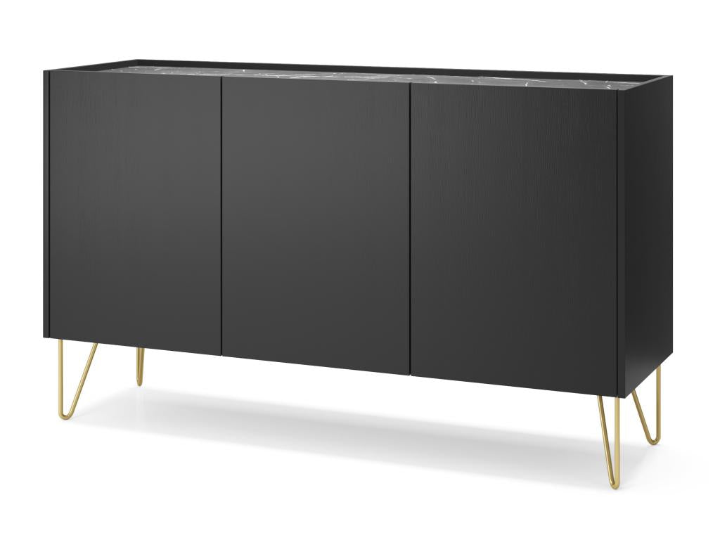 Boisona K144 Chest of Drawers 144x37x83 Black / Gold DRNO53020