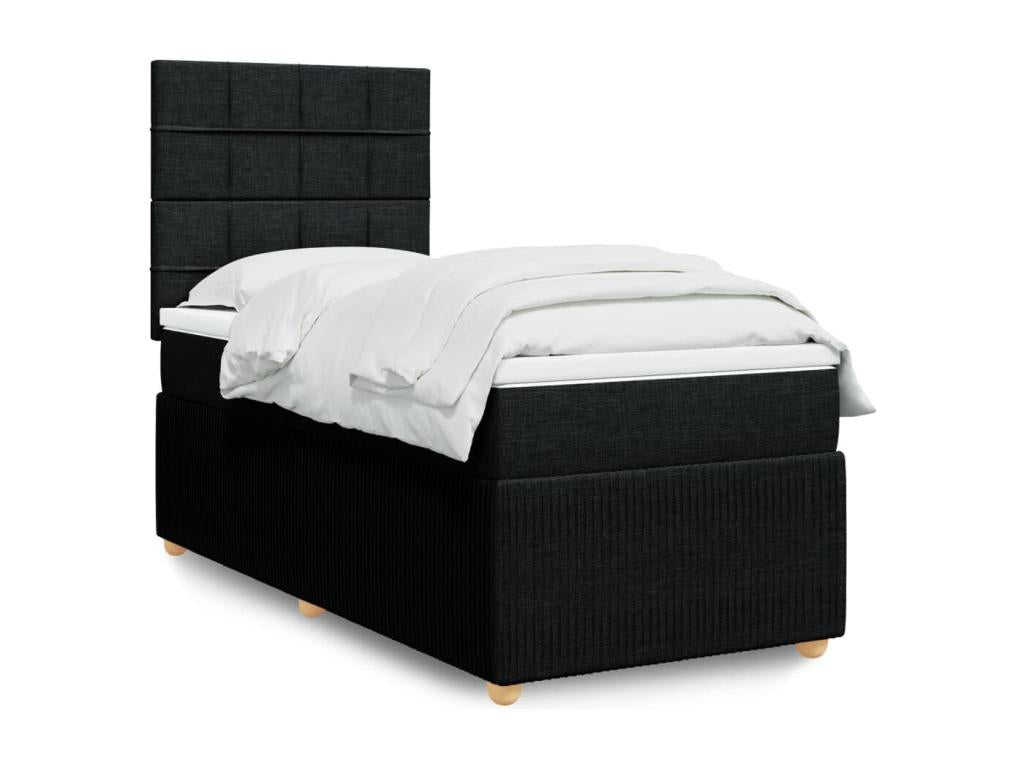 Boisona bed base with black mattress 90x190 cm fabric WJYX83589