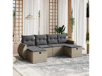 6-piece garden furniture set with grey resin wicker cushions BAIA59888