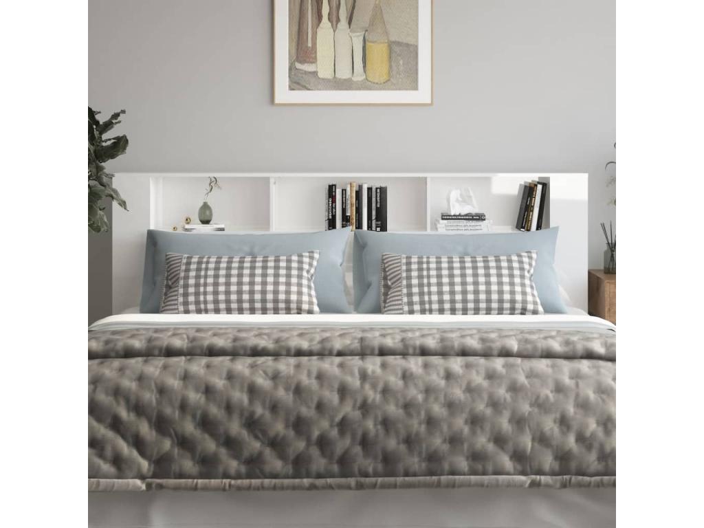 High-gloss white headboard cabinet 220x18.5x104.5 cm LXCZ51594