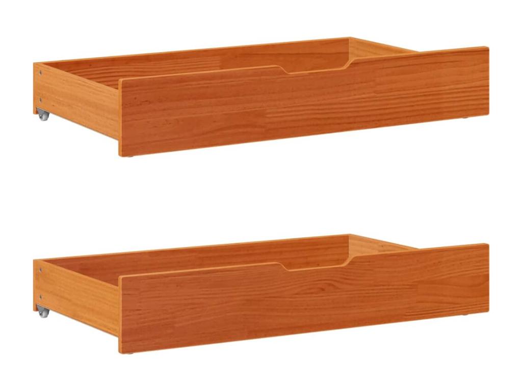 Bed frame without mattress, brown wax finish, 200x200cm, solid pine wood, WUED99433