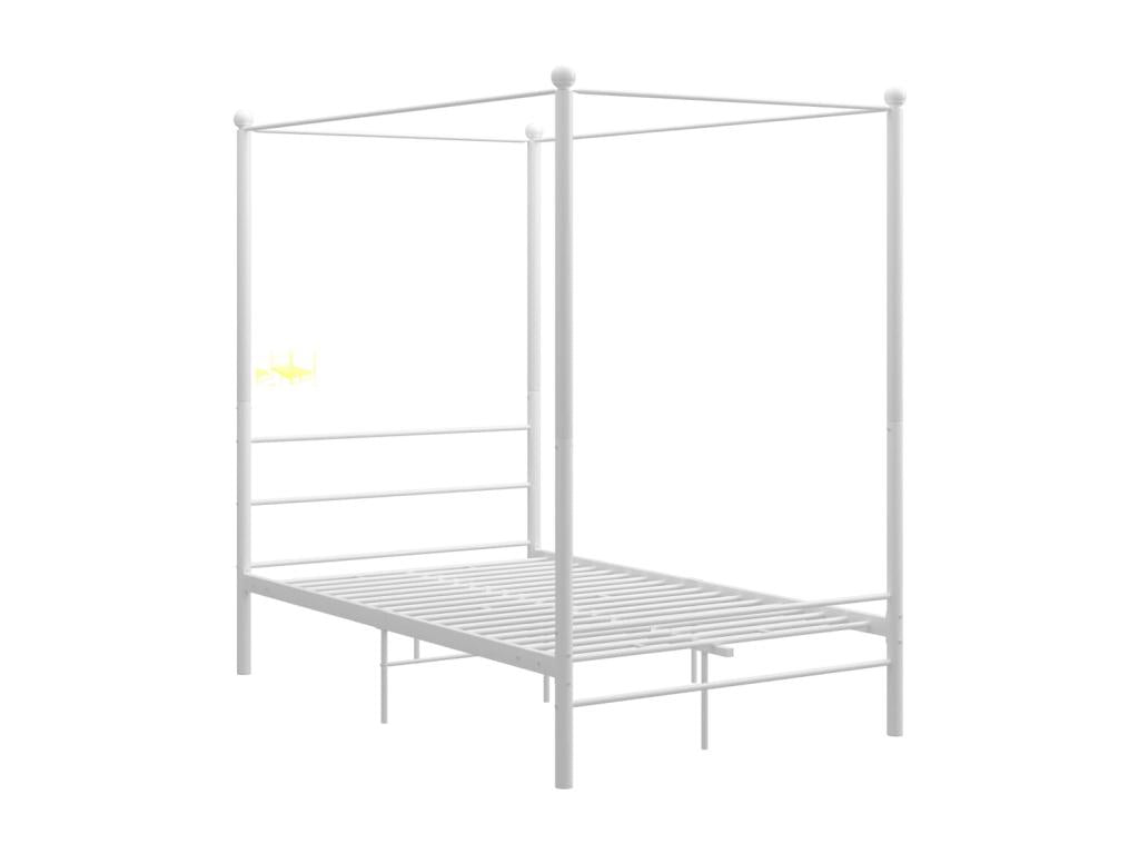 White metal four-poster bed frame without mattress, 120x200 cm, TCGB93013