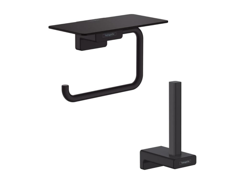 Boisona Toilet Paper Holder with Shelf, Matte Black, SHFV75710