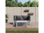 3-piece garden furniture set with cushions, white steel BVMB07678