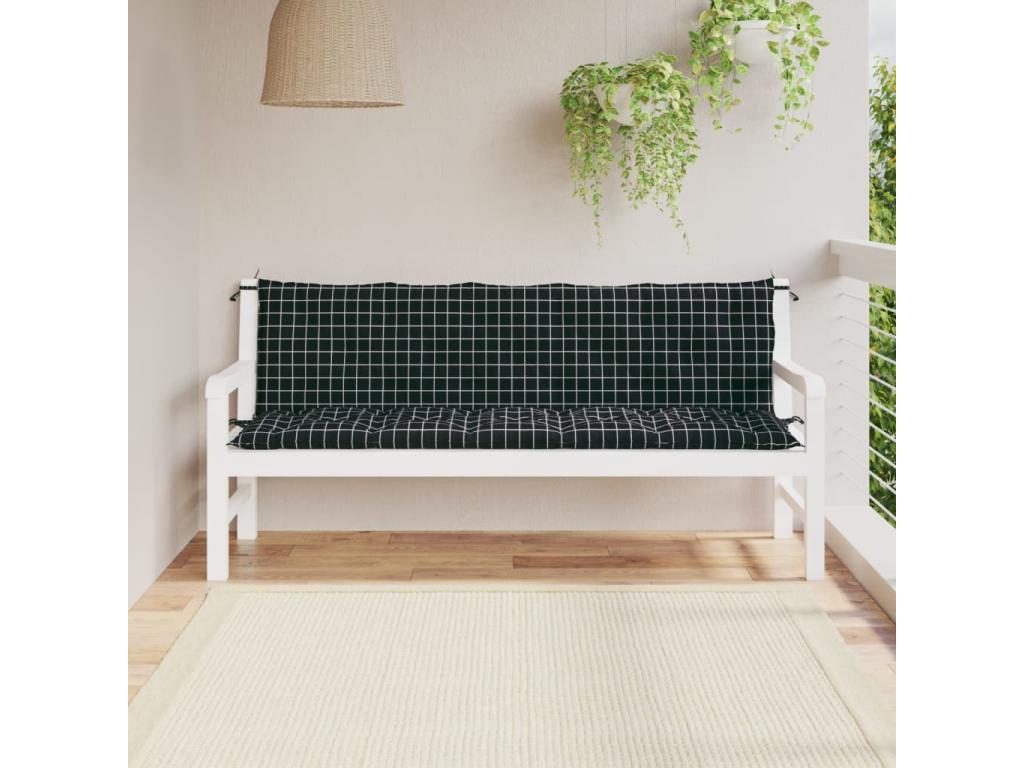 2-piece garden bench cushions, black checkered pattern BLVX01253