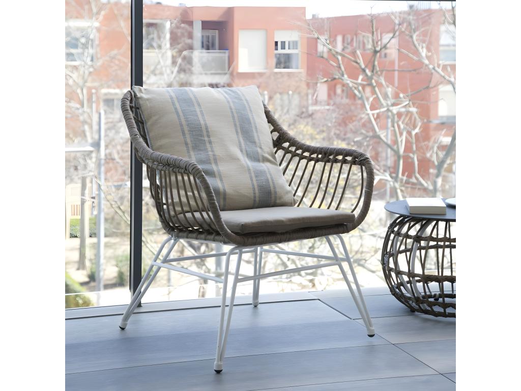 White rattan garden chair 65x76 AUDE94751