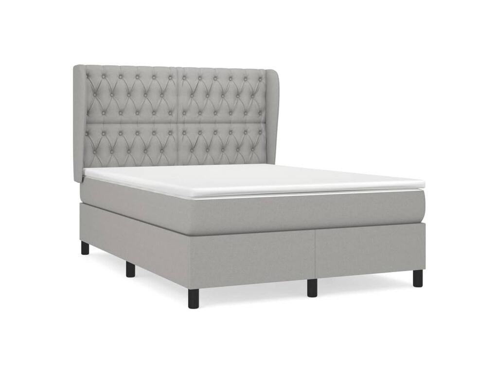 Boisona bed base with light grey mattress 140x200 Fabric OXKN90072
