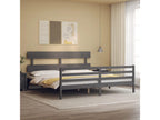 Bed frame with grey headboard 200x200 solid wood RJEW21494