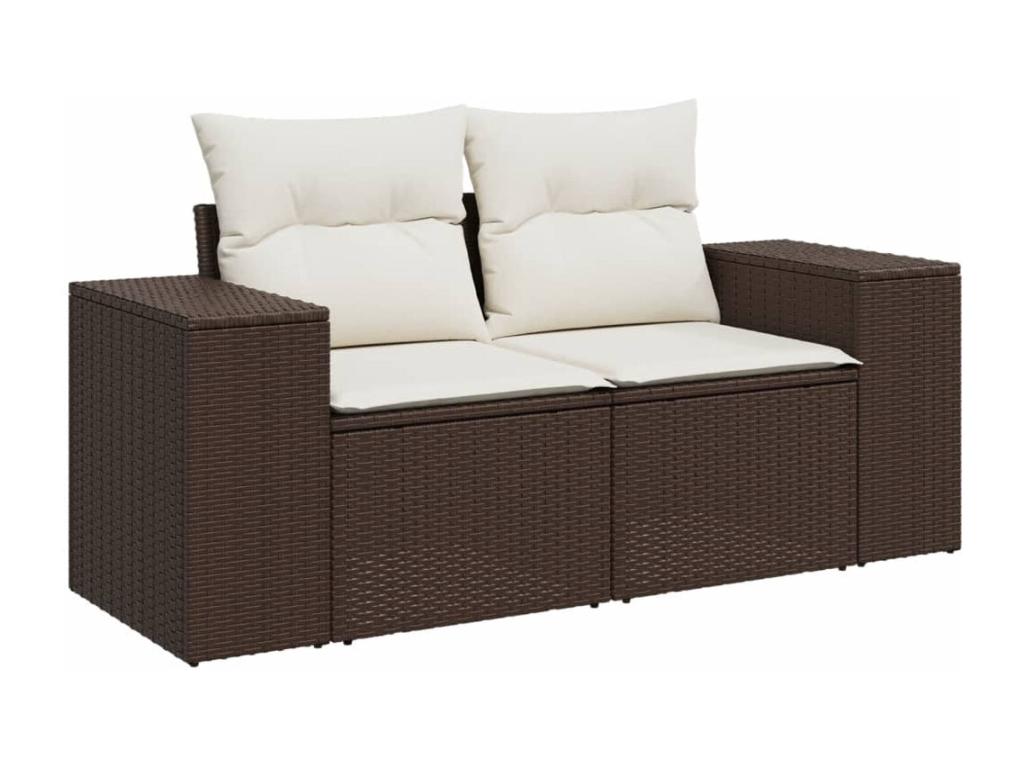 8-piece garden furniture set with brown resin wicker cushions WDEJ80323