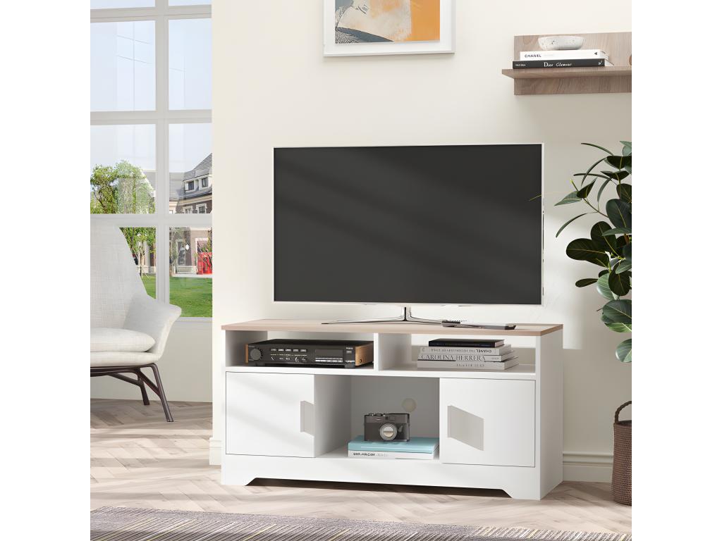 Boisona white and wood TV stand PZJR14592
