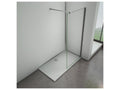 Walk-in shower screen 110x200cm with 90cm support bar and large clamp - Chrome - 8mm tempered clear glass BMAI17562