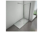 Walk-in shower screen 110x200cm with 90cm support bar and large clamp - Chrome - 8mm tempered clear glass BMAI17562