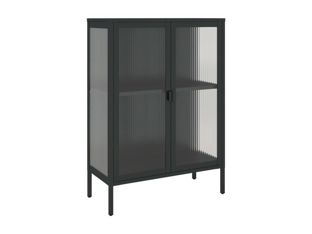 Black sideboard 75x35x105 cm glass and steel SXBF37330