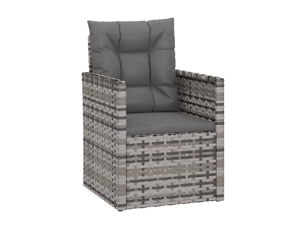 Garden armchair with cushions, grey woven resin AQVN16894