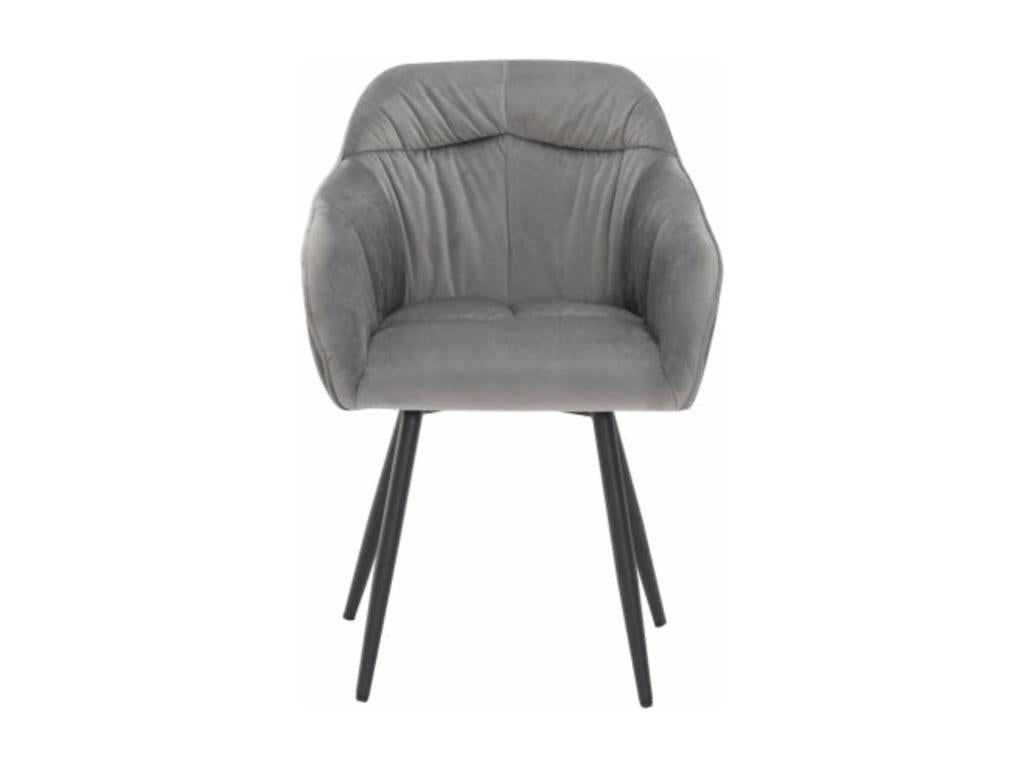 Grey velvet dining chairs - 2 pieces, 44cm diameter x 85cm height, WMBO93572